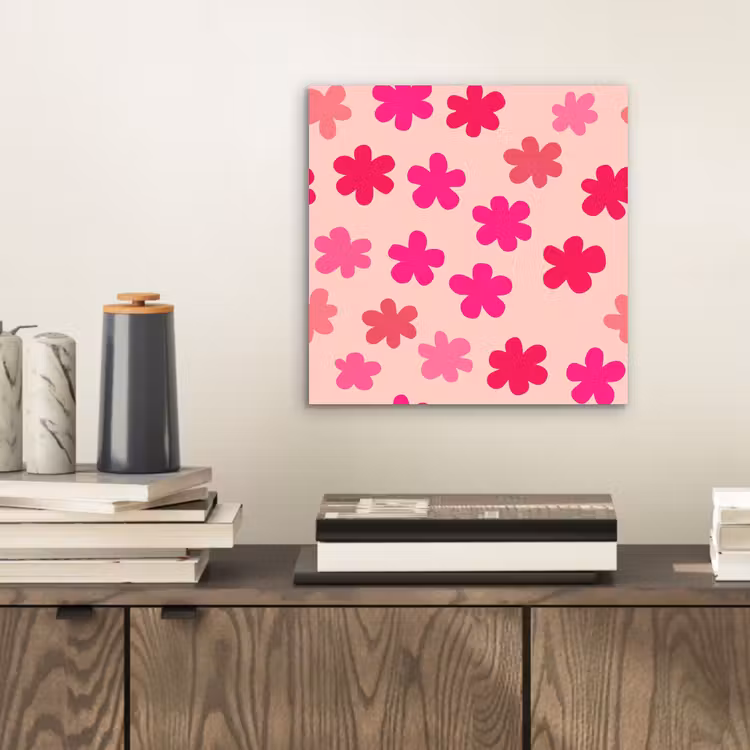 Aluminium schilderij - Bloemen - Patroon - Roze — 2