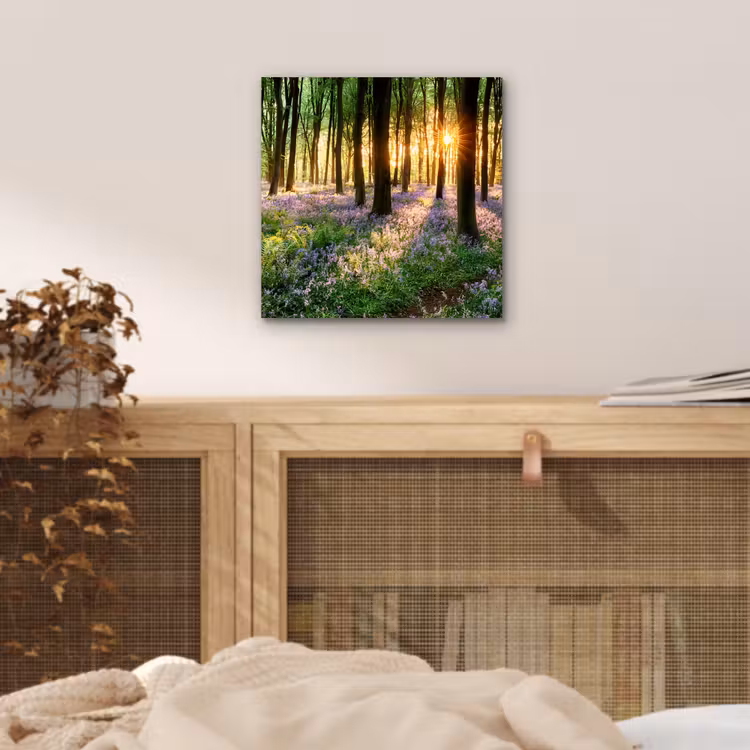 Aluminium schilderij - Bos - Bloemen - Lavendel - Zon - Paars - Natuur — 4