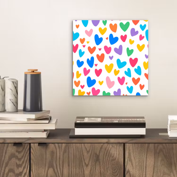 Aluminium schilderij - Hartjes - Kleurrijk - Patroon - Levendig — 2