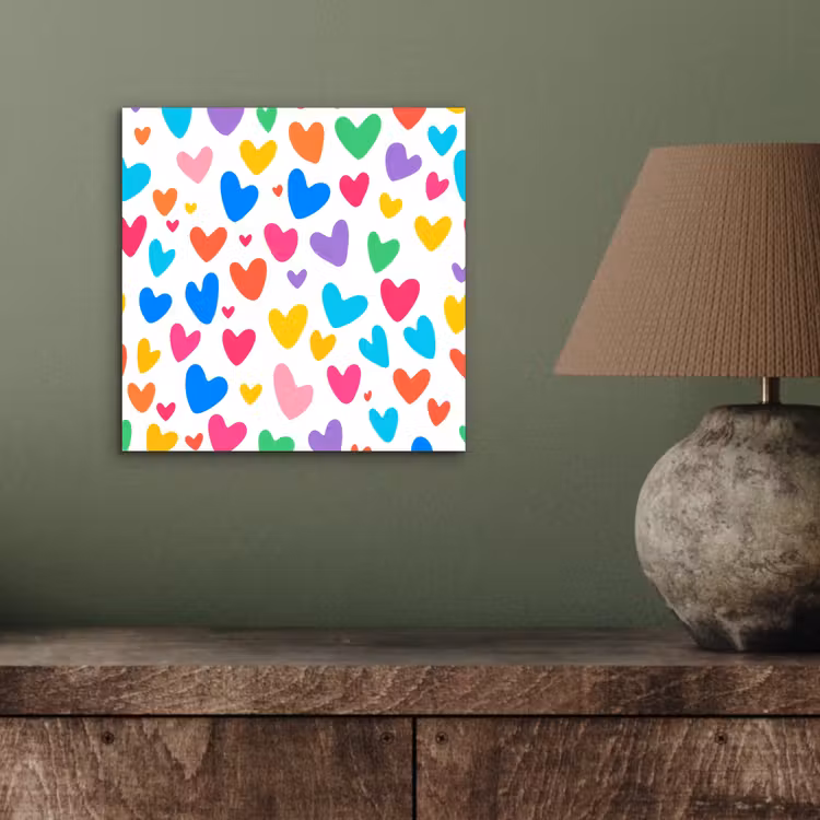 Aluminium schilderij - Hartjes - Kleurrijk - Patroon - Levendig — 3