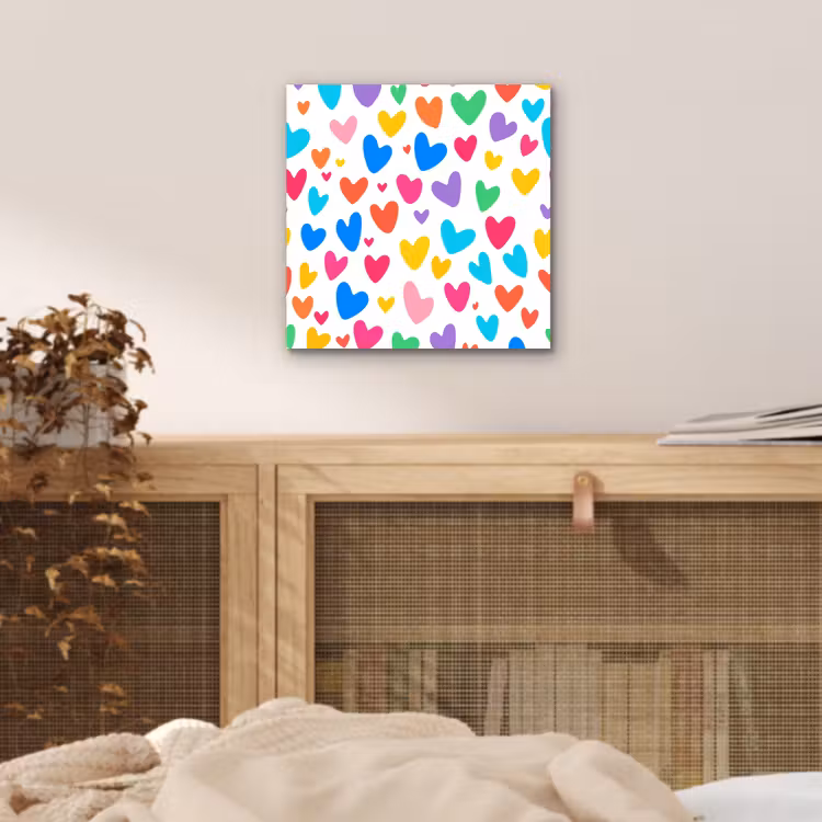 Aluminium schilderij - Hartjes - Kleurrijk - Patroon - Levendig — 4