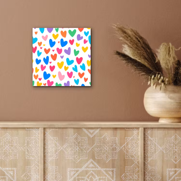 Aluminium schilderij - Hartjes - Kleurrijk - Patroon - Levendig — 5