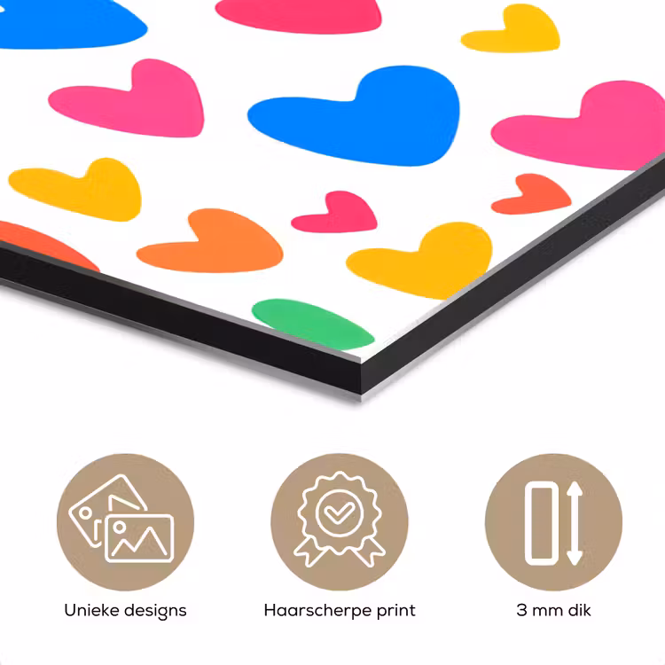 Aluminium schilderij - Hartjes - Kleurrijk - Patroon - Levendig — 7