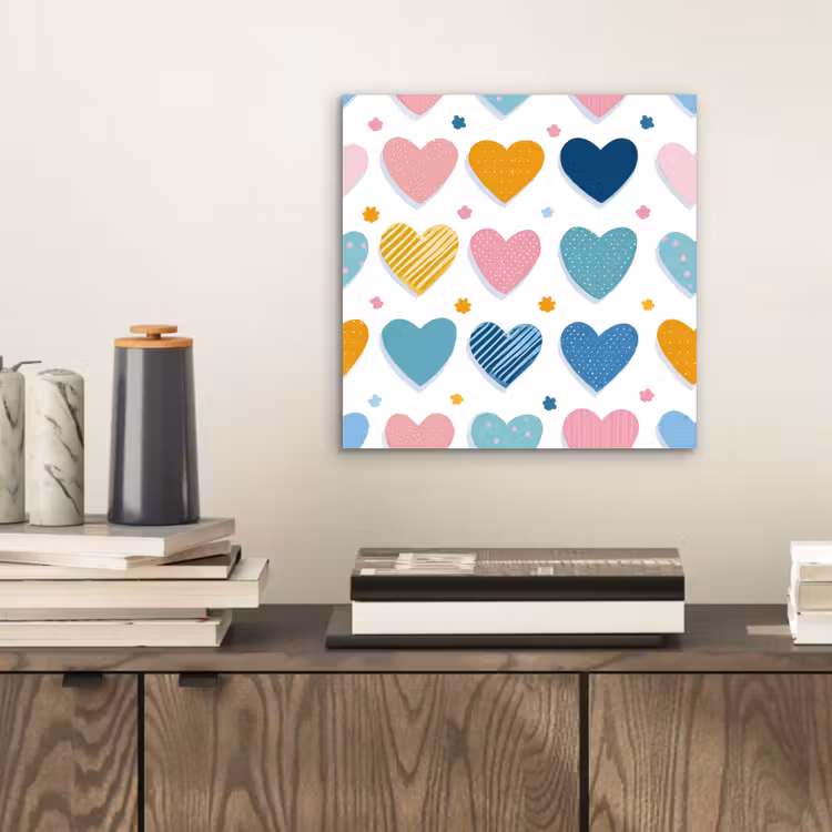 Aluminium schilderij - Hartjes - Pastel - Patroon — 2
