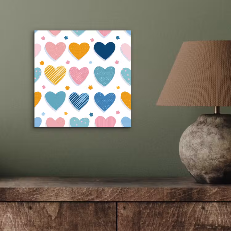Aluminium schilderij - Hartjes - Pastel - Patroon — 3