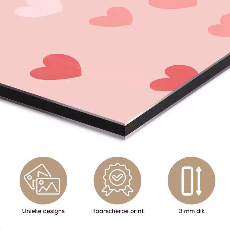 Aluminium schilderij - Hartjes - Patroon - Roze — 7