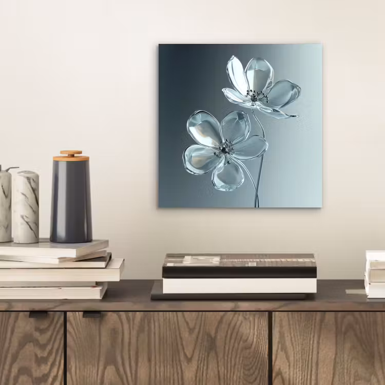 Aluminium schilderij - Kristal - Bloemen - Grijs — 2