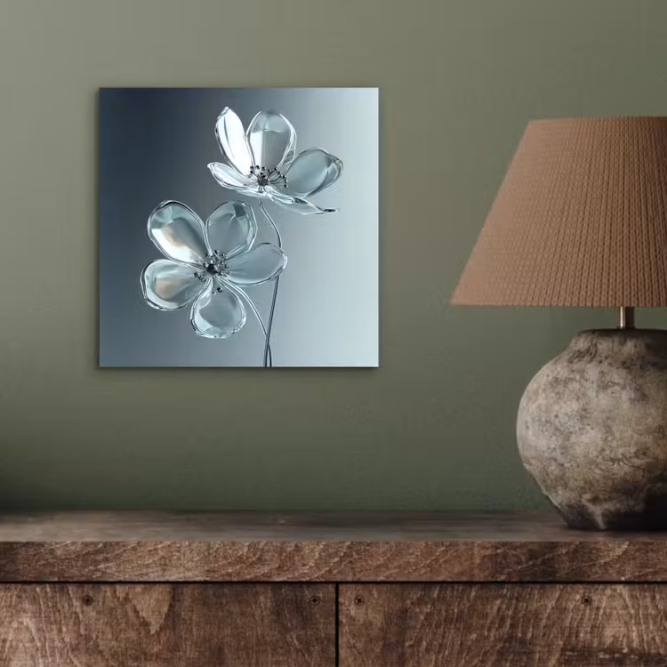 Aluminium schilderij - Kristal - Bloemen - Grijs — 3