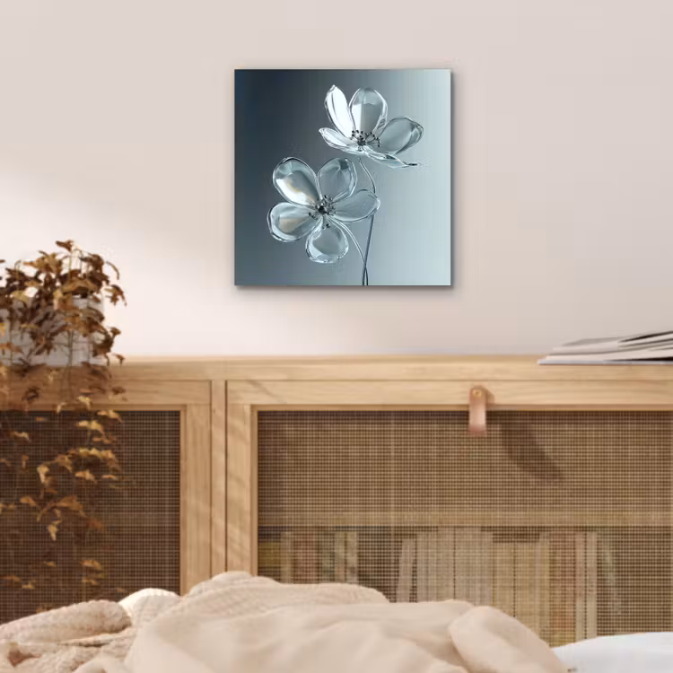 Aluminium schilderij - Kristal - Bloemen - Grijs — 4
