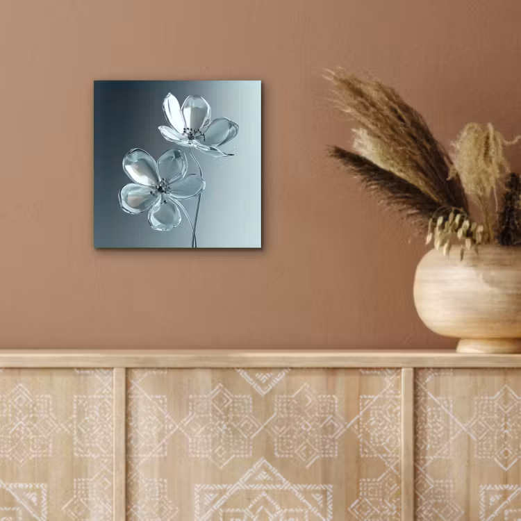 Aluminium schilderij - Kristal - Bloemen - Grijs — 5