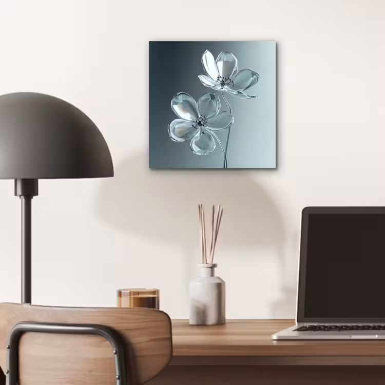 Aluminium schilderij - Kristal - Bloemen - Grijs — 6