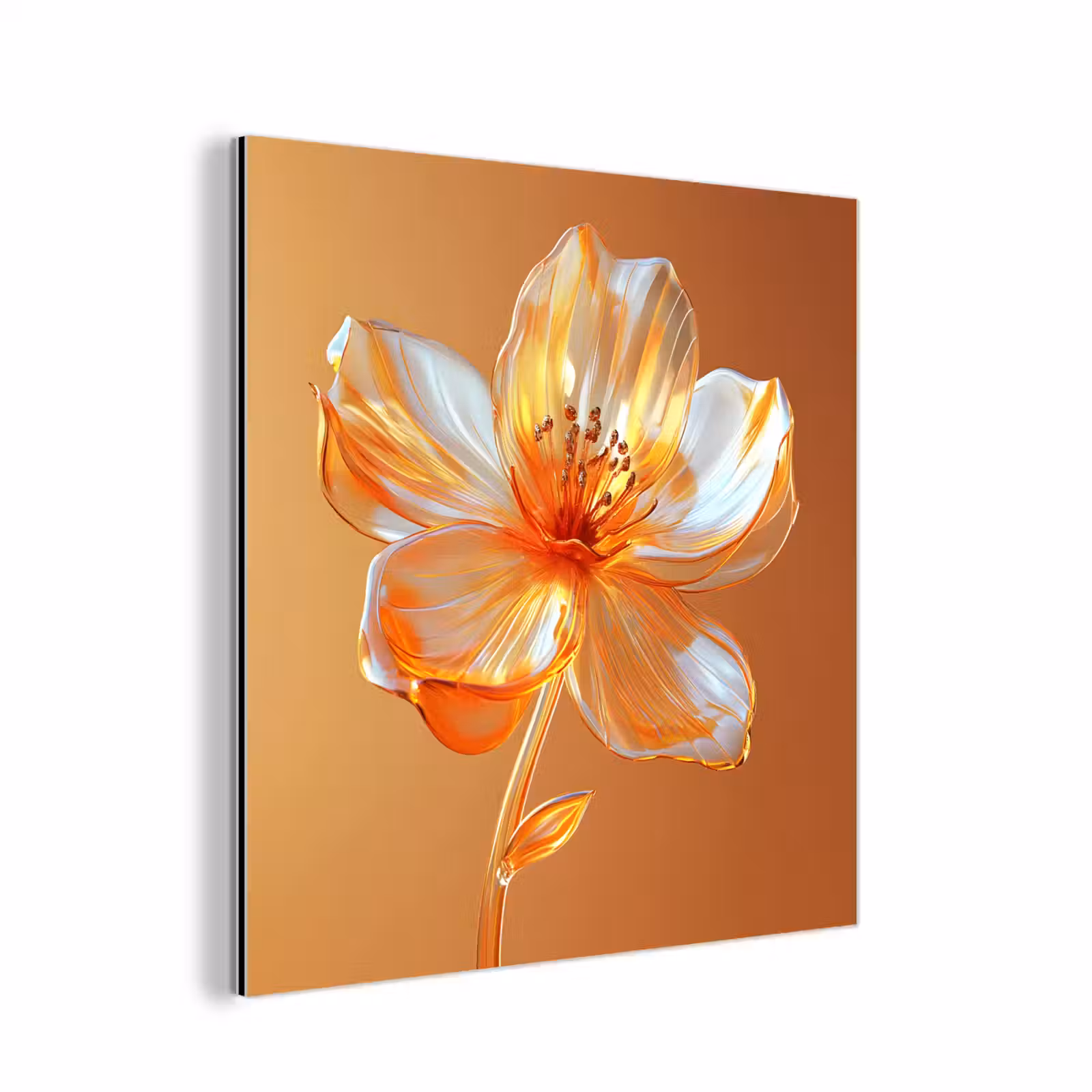 Aluminium schilderij - Glazen - Bloem - Oranje — 1