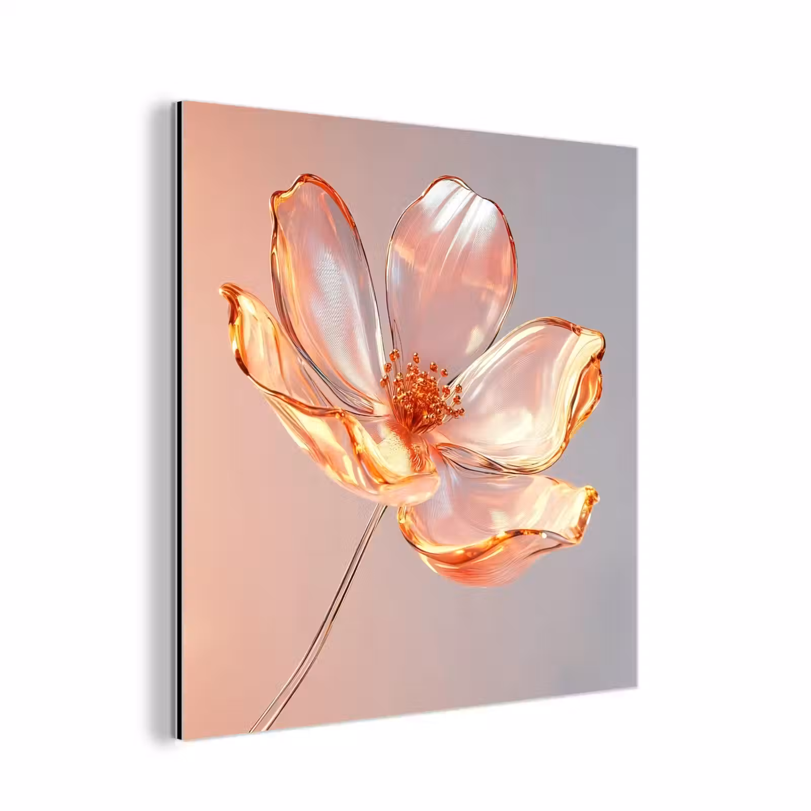 Aluminium schilderij - Glazen - Bloem - Roze — 1