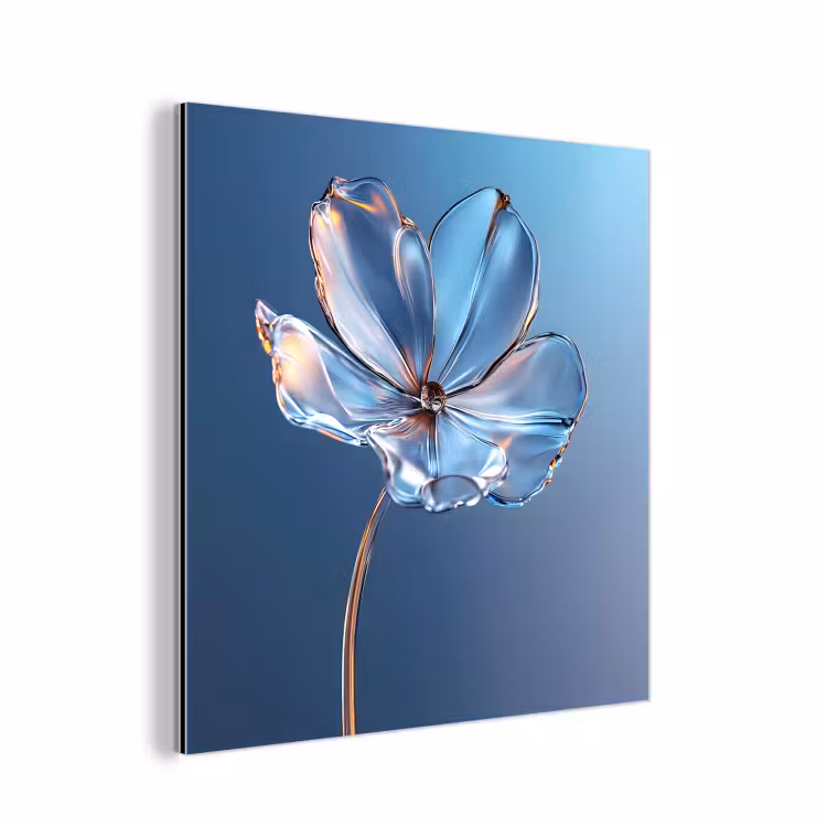 Aluminium schilderij - Blauw - Bloem - Glazen - Sierlijk — 1