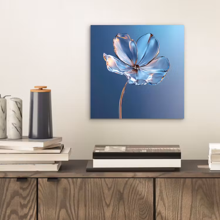 Aluminium schilderij - Blauw - Bloem - Glazen - Sierlijk — 2