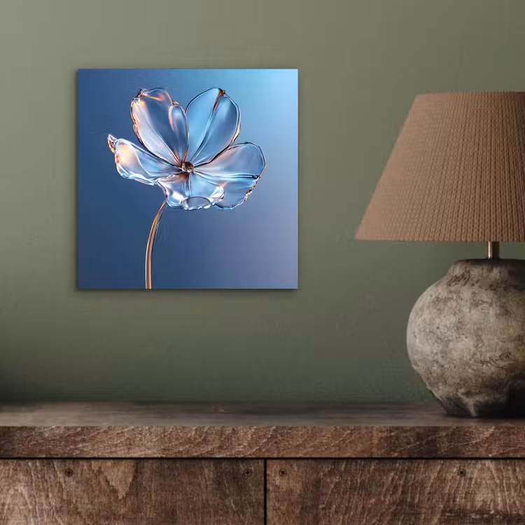 Aluminium schilderij - Blauw - Bloem - Glazen - Sierlijk — 3