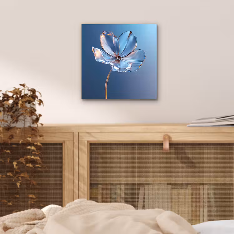 Aluminium schilderij - Blauw - Bloem - Glazen - Sierlijk — 4
