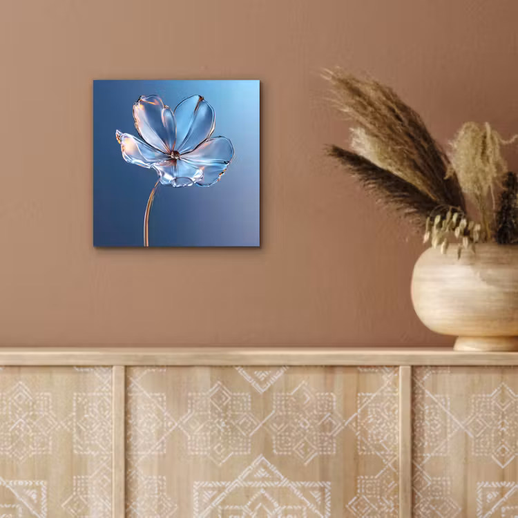 Aluminium schilderij - Blauw - Bloem - Glazen - Sierlijk — 5