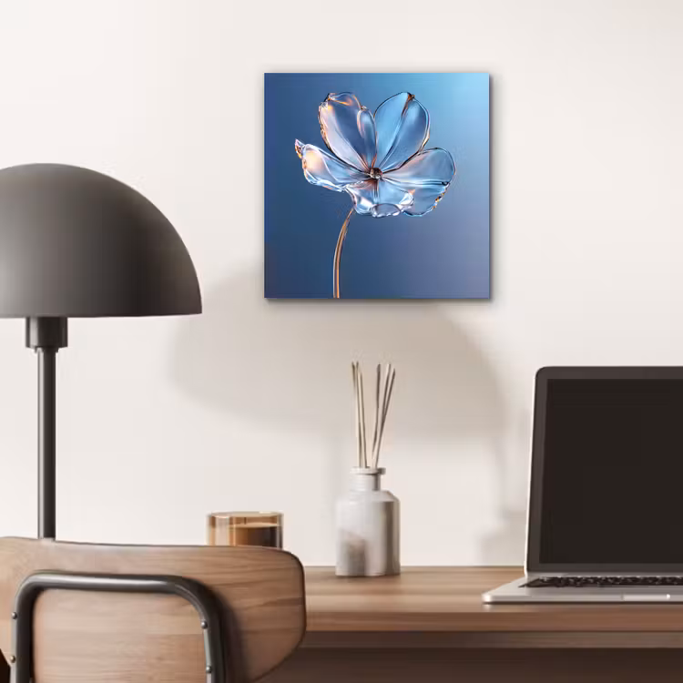Aluminium schilderij - Blauw - Bloem - Glazen - Sierlijk — 6