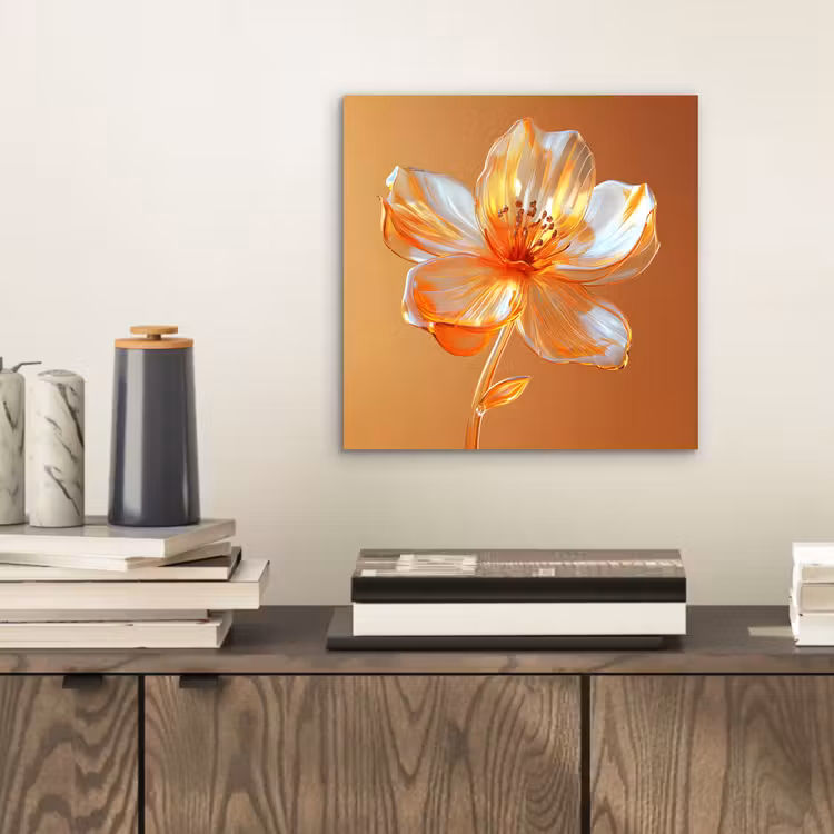 Aluminium schilderij - Glazen - Bloem - Oranje — 2