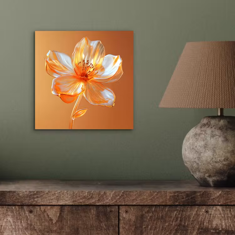 Aluminium schilderij - Glazen - Bloem - Oranje — 3