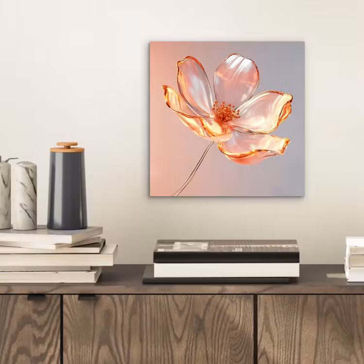 Aluminium schilderij - Glazen - Bloem - Roze — 2