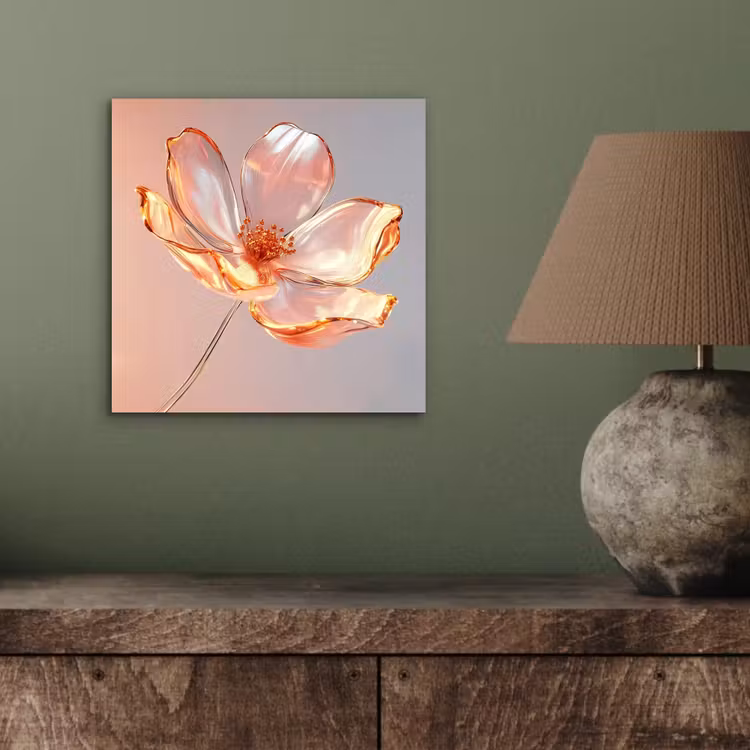 Aluminium schilderij - Glazen - Bloem - Roze — 3