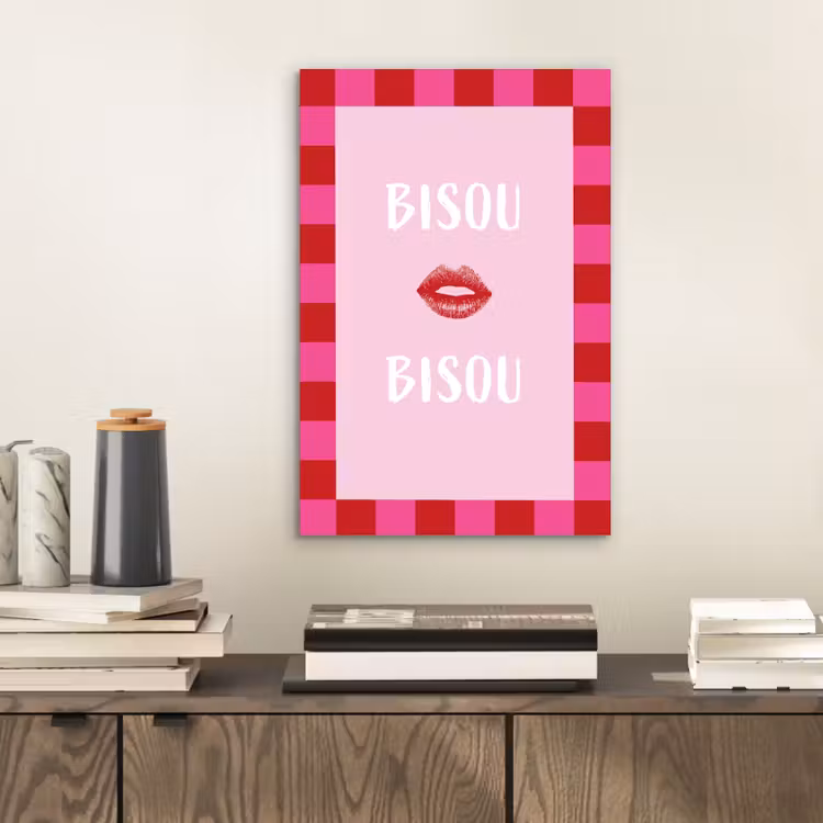 Aluminium schilderij - Kiss - Roze - Frans - Valentijn — 2