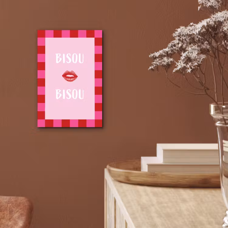 Aluminium schilderij - Kiss - Roze - Frans - Valentijn — 5