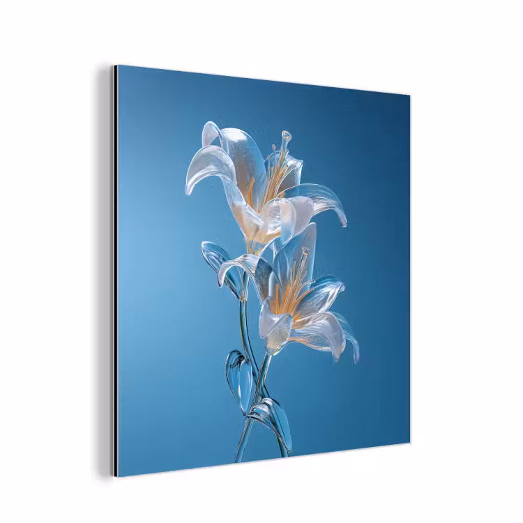 Aluminium schilderij - Lelies - Blauw - Glazen — 1