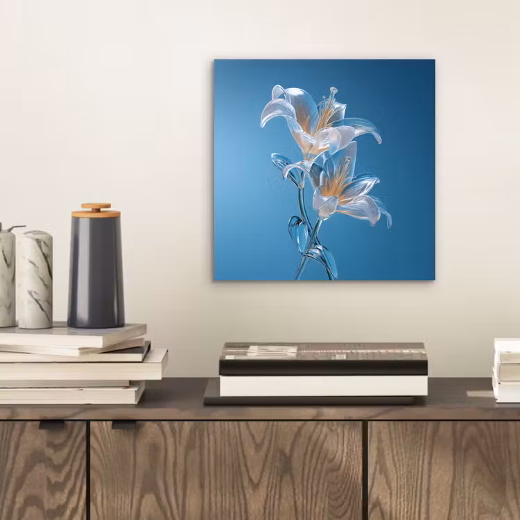 Aluminium schilderij - Lelies - Blauw - Glazen — 2
