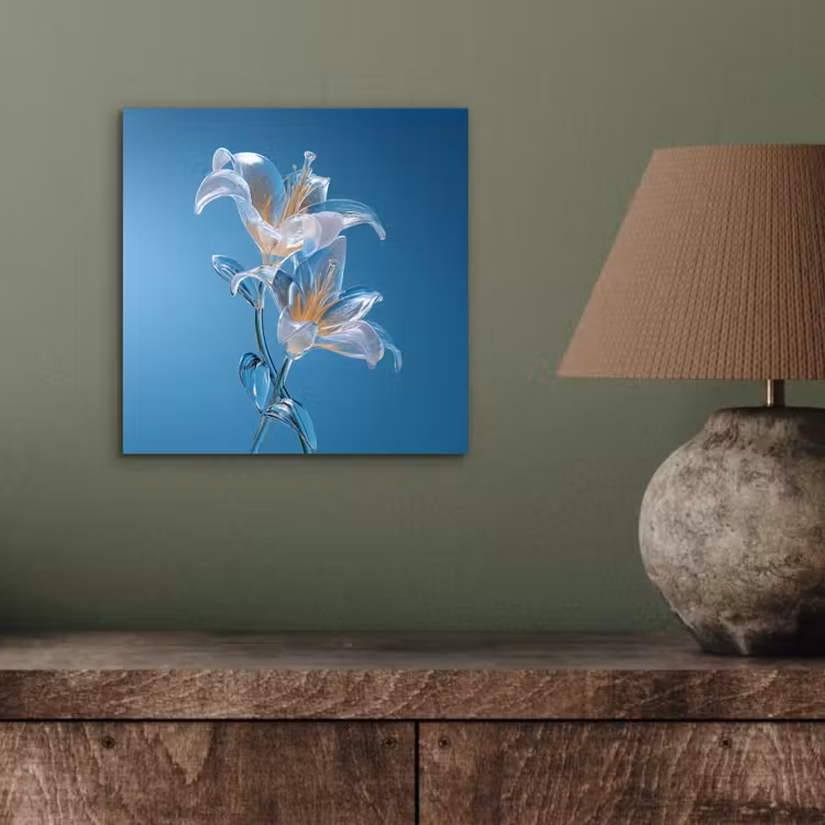 Aluminium schilderij - Lelies - Blauw - Glazen — 3