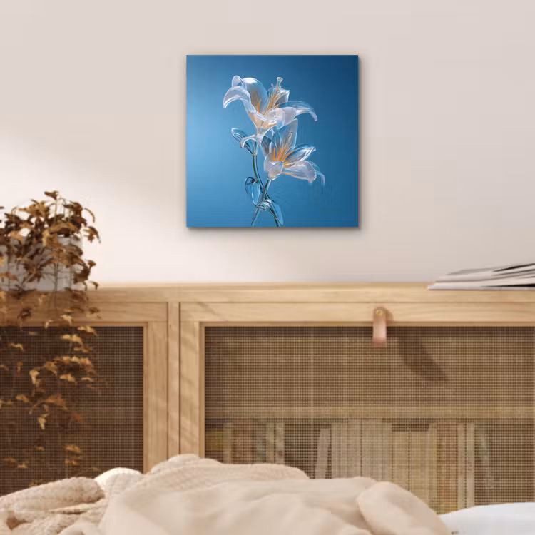 Aluminium schilderij - Lelies - Blauw - Glazen — 4