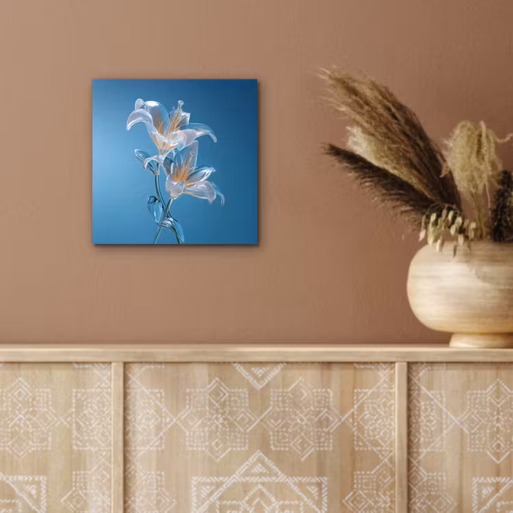Aluminium schilderij - Lelies - Blauw - Glazen — 5