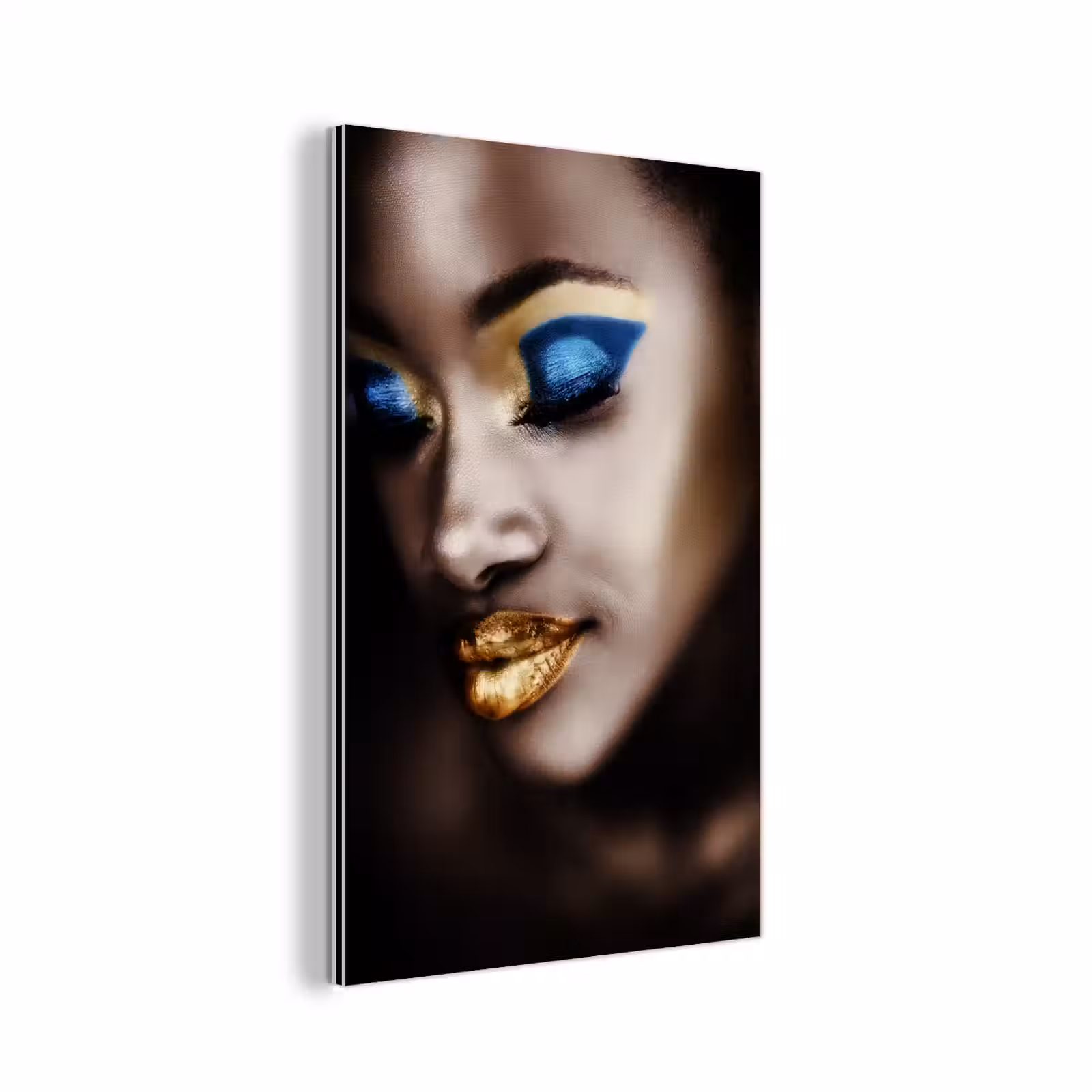 Aluminium schilderij - Black and Gold - Vrouw - Make up — 1