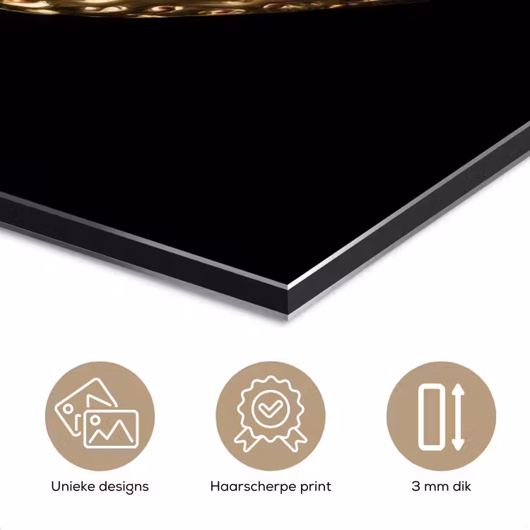 Aluminium schilderij - Aardbei - Goud - Zwart - Chrome — 7