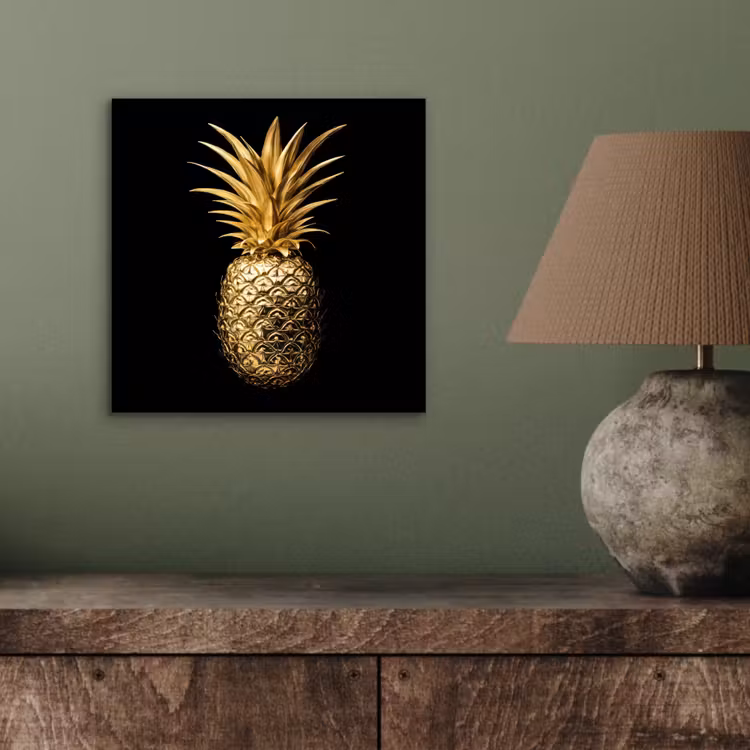 Aluminium schilderij - Ananas - Zwart - Goud - Luxe — 3