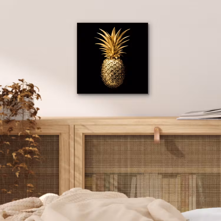 Aluminium schilderij - Ananas - Zwart - Goud - Luxe — 4