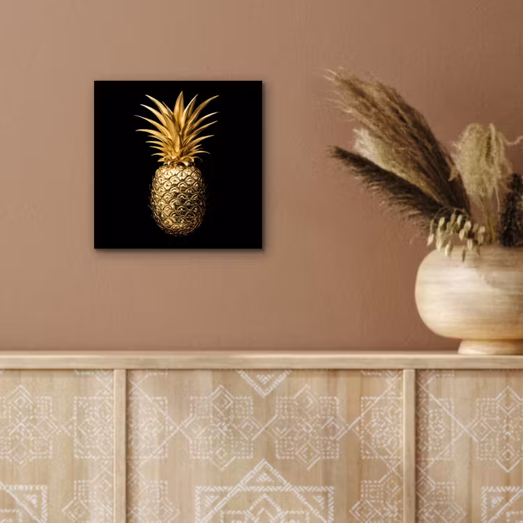 Aluminium schilderij - Ananas - Zwart - Goud - Luxe — 5