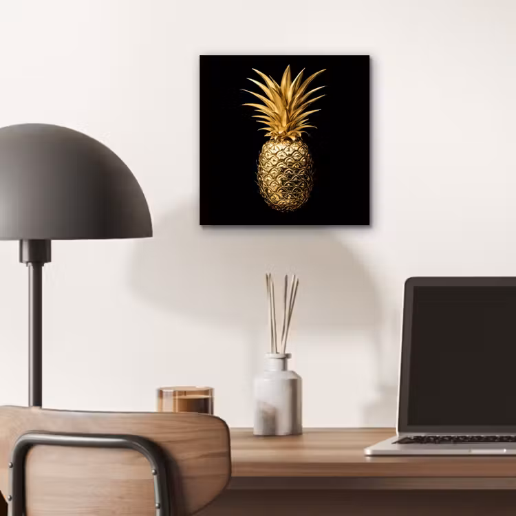Aluminium schilderij - Ananas - Zwart - Goud - Luxe — 6