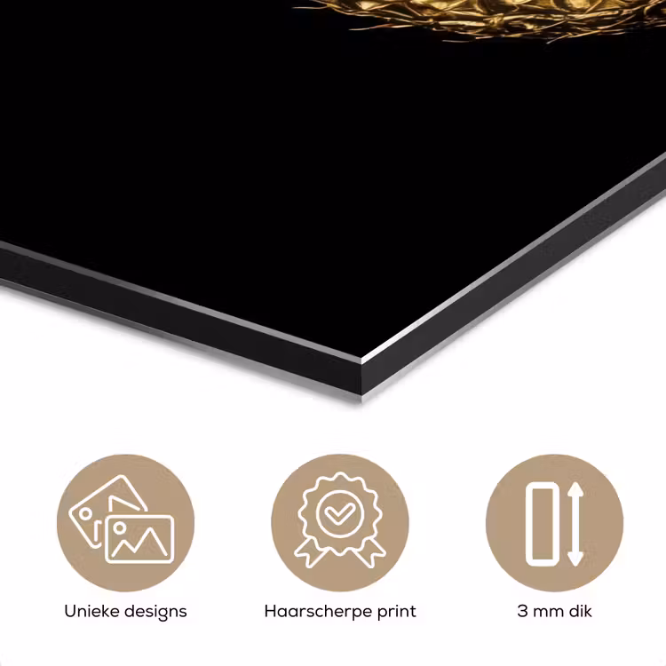 Aluminium schilderij - Ananas - Zwart - Goud - Luxe — 7