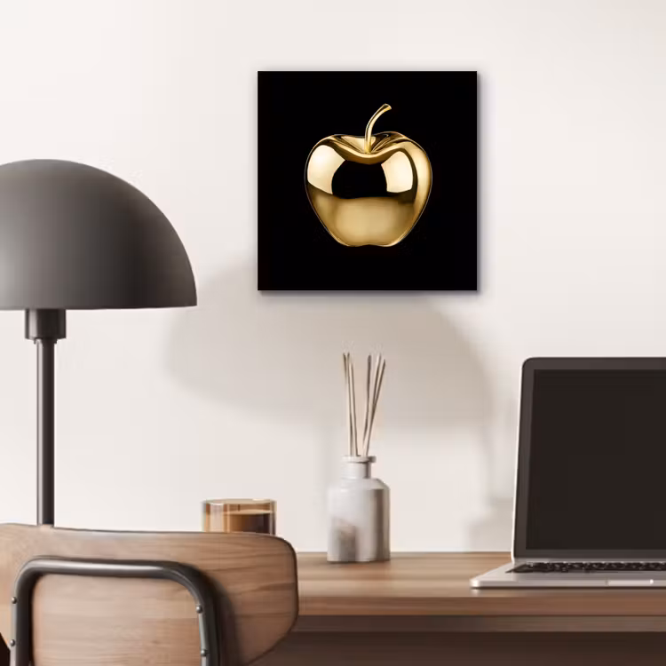 Aluminium schilderij - Appel - Goud - Chrome - Zwart — 6