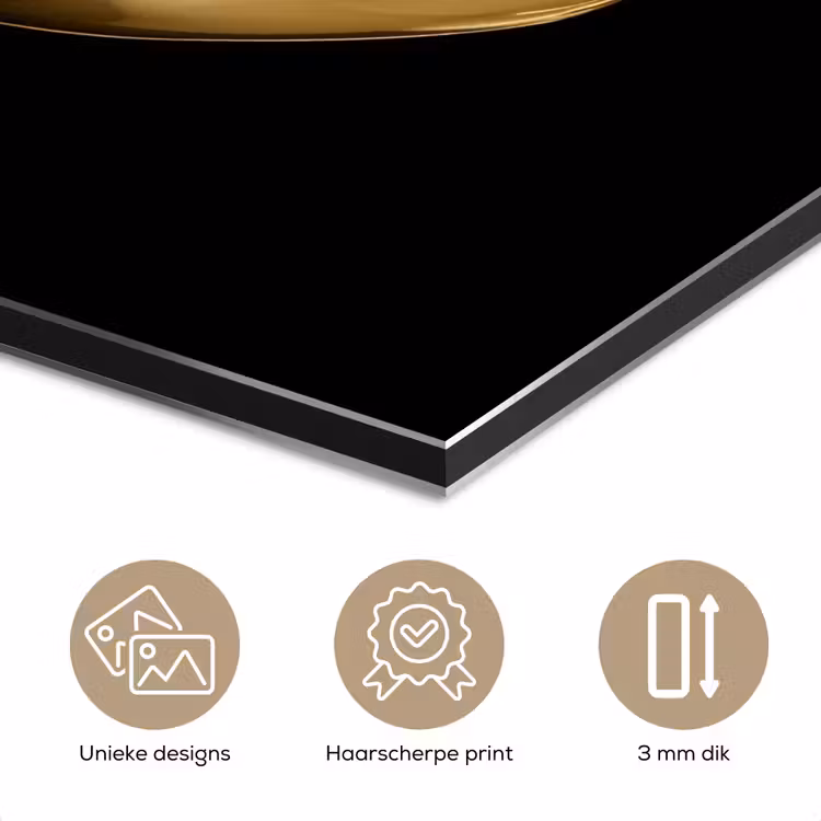 Aluminium schilderij - Appel - Goud - Chrome - Zwart — 7