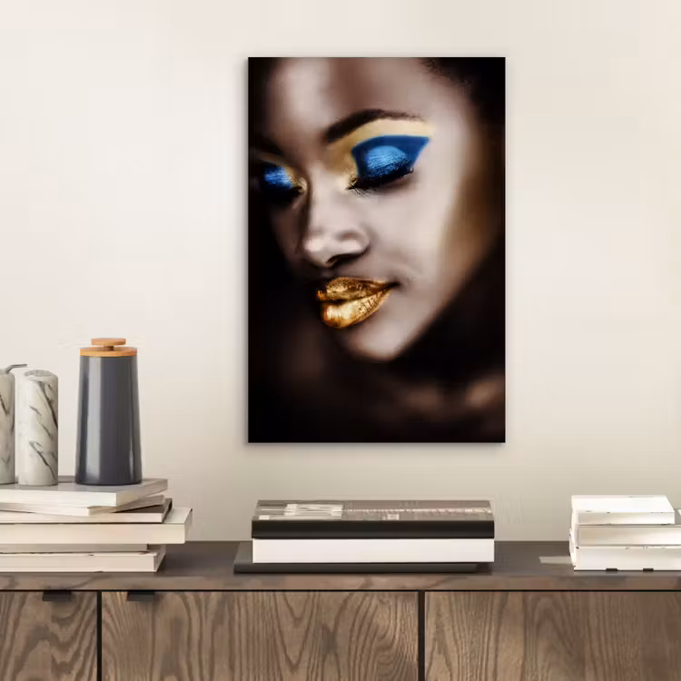 Aluminium schilderij - Black and Gold - Vrouw - Make up — 2