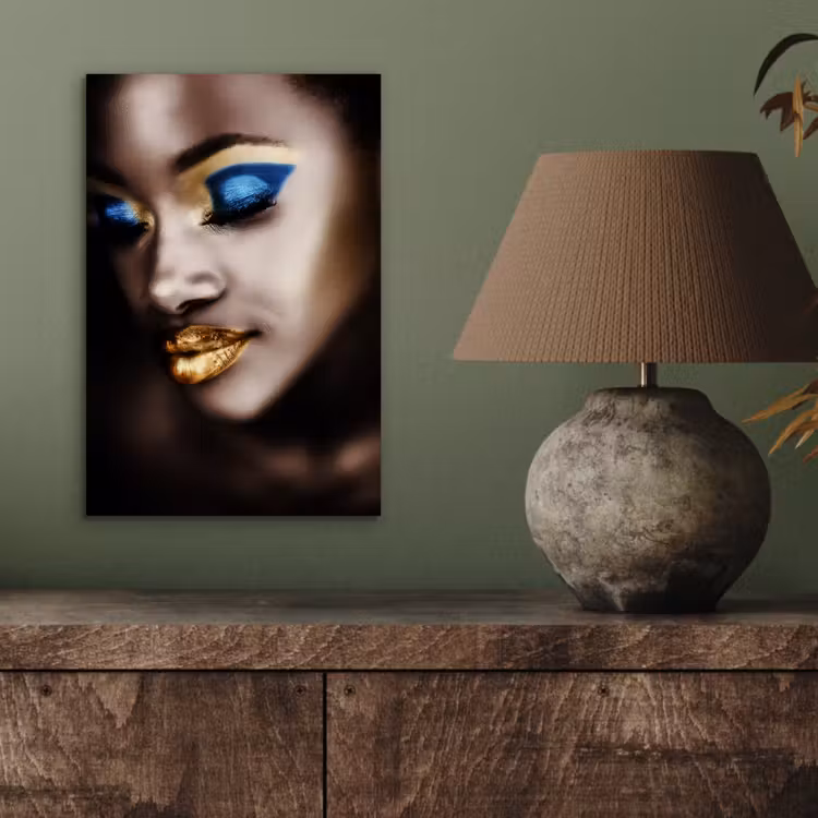 Aluminium schilderij - Black and Gold - Vrouw - Make up — 3