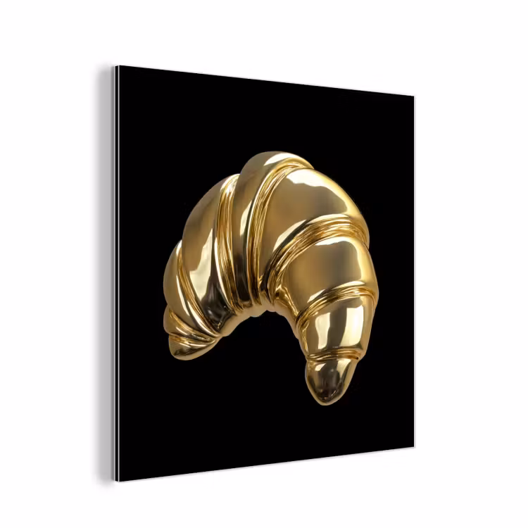 Aluminium schilderij - Croissant - Brood - Goud - Zwart — 1