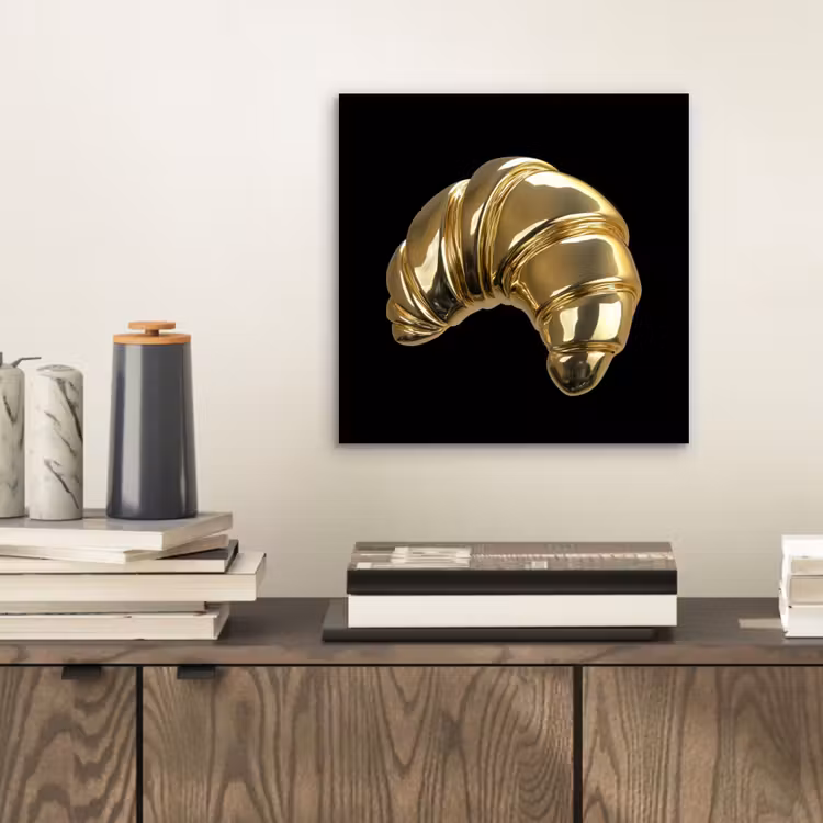 Aluminium schilderij - Croissant - Brood - Goud - Zwart — 2