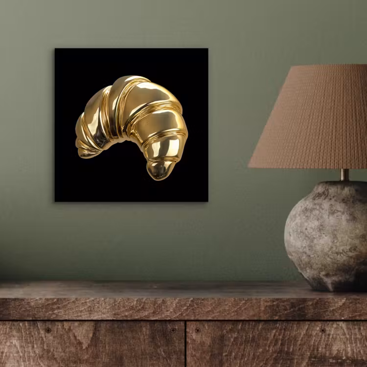 Aluminium schilderij - Croissant - Brood - Goud - Zwart — 3