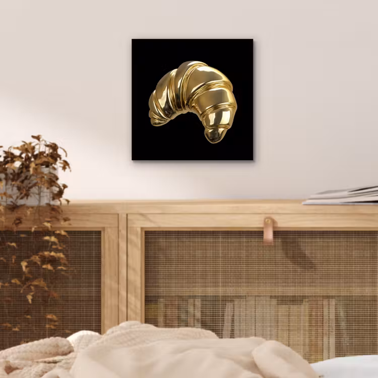 Aluminium schilderij - Croissant - Brood - Goud - Zwart — 4
