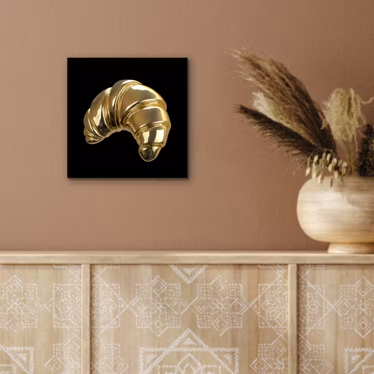 Aluminium schilderij - Croissant - Brood - Goud - Zwart — 5